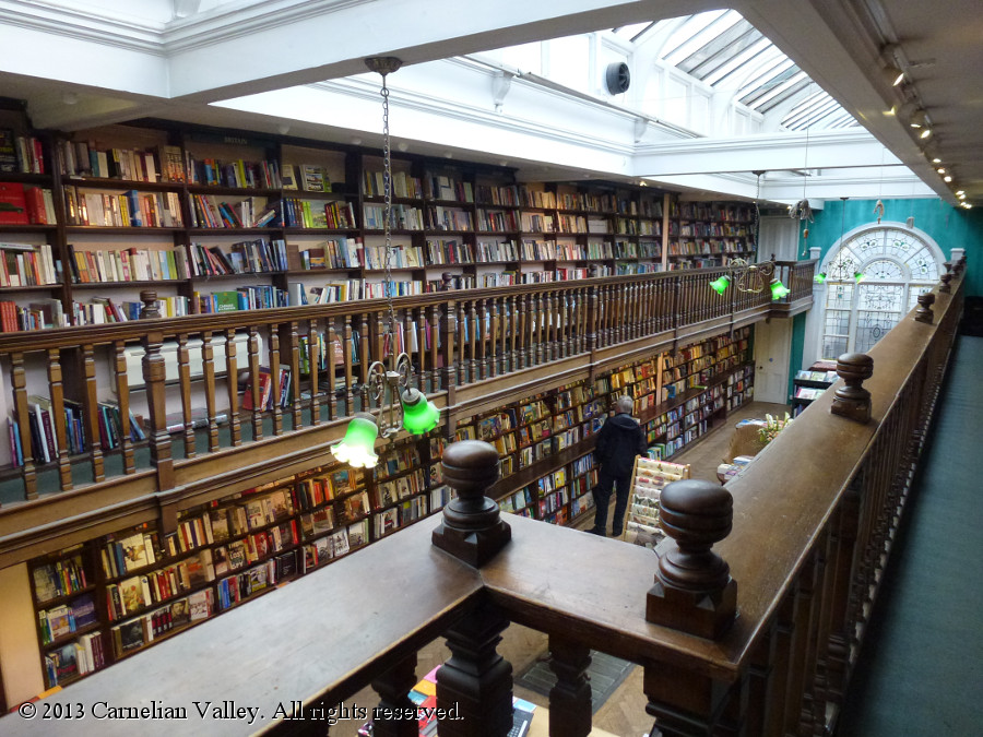 A photo of the interior of Daunt Books in London