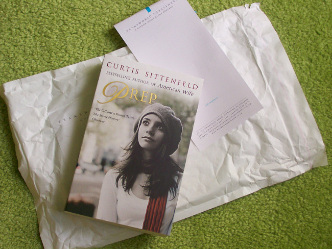 A photo of Curtis Sittenfeld's Prep laying on an open envelope