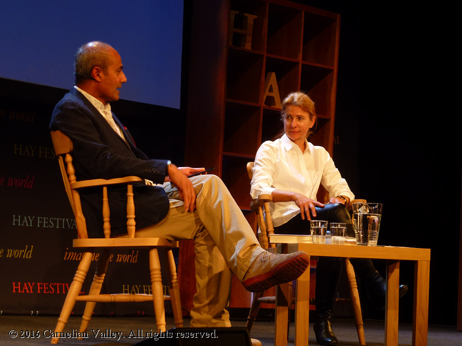 A photograph of George Alagiah and Lionel Shriver