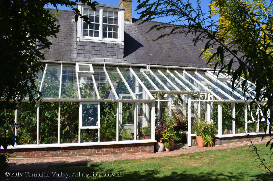A photograph of the conservatory/greenhouse at Monk's House